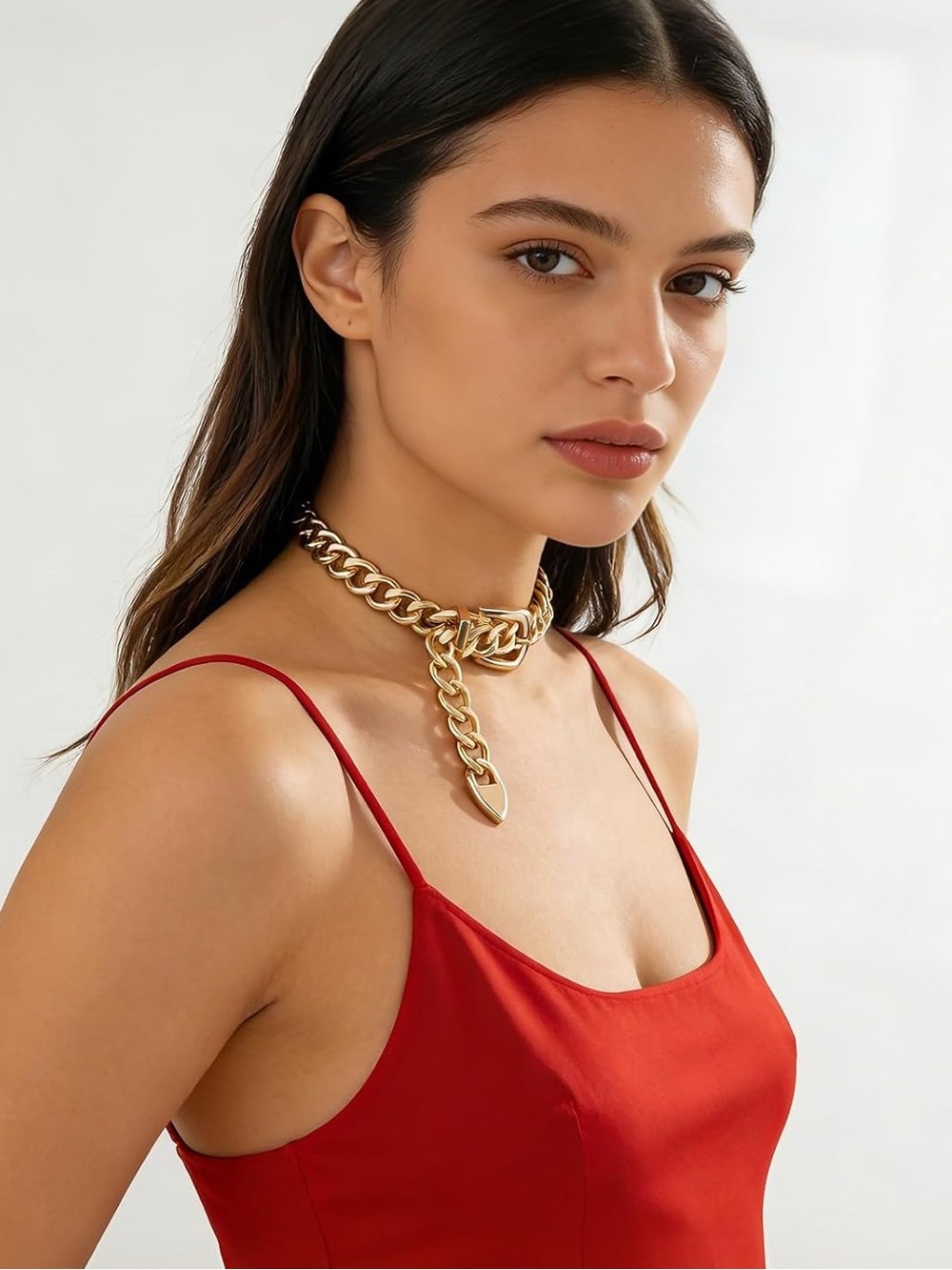 Gold Chunky Chain Belt Choker Necklace - Picture 5 of 7
